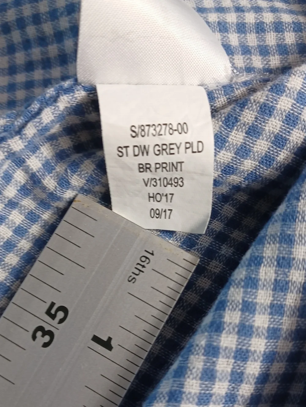 Banana Republic Blue and Gray Plaid LS Button-Down Mens Small Shirt, 100% cotton